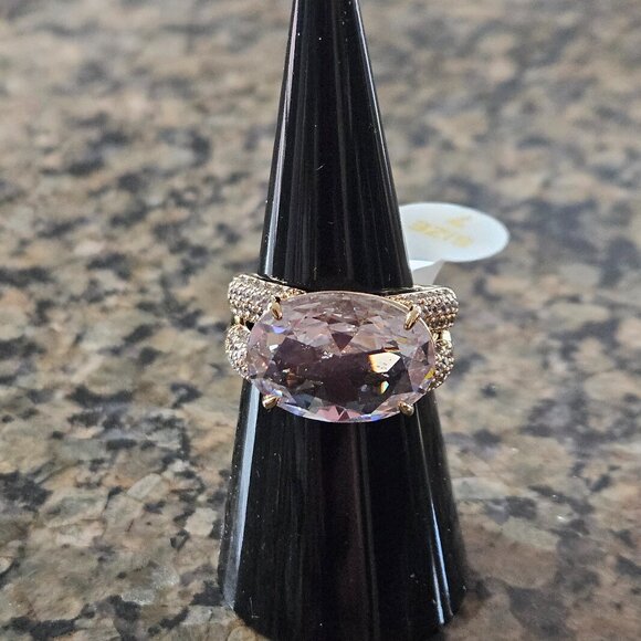 Bomb Party RG98310 "Fine Details" Diamond Cubic Zirconia Gold Sz 7 - Picture 1 of 5